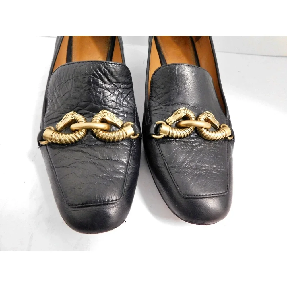 Tory Burch Jessa Heeled Loafer Perfect Black Leather 55MM $358rt sz 8M